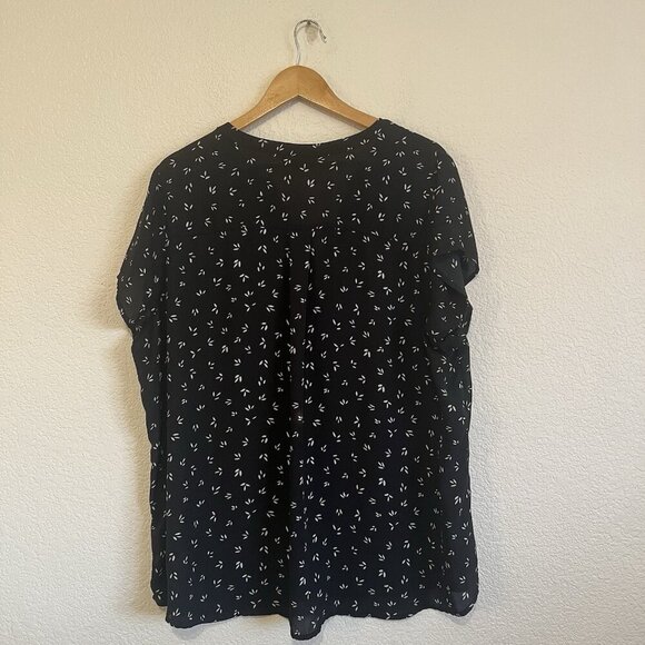 41 Hawthorn 3X Black White Print Button Short Sleeve Blouse - Picture 2 of 8